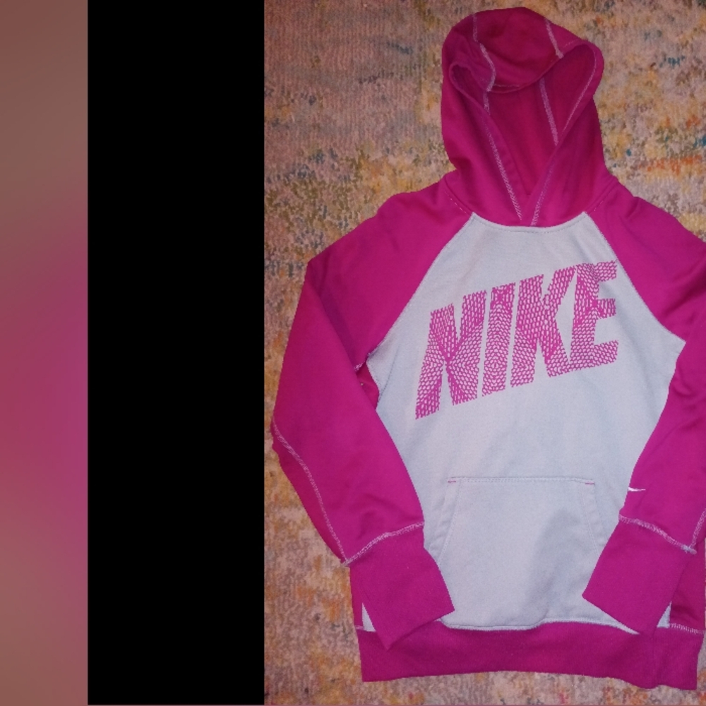 Nike Hoodie Pink Grey Pullover Therma Fit Womens Size Medium